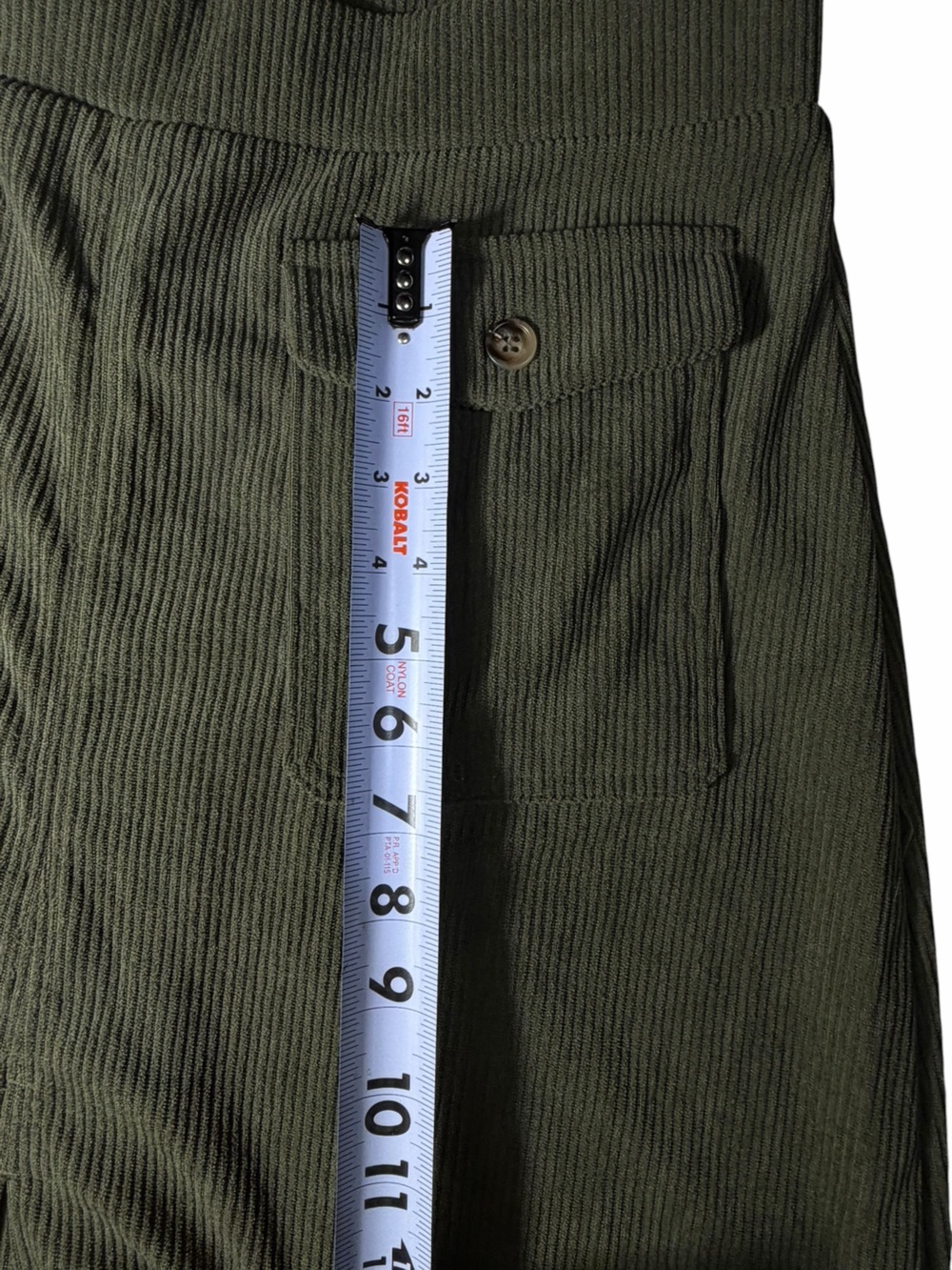 Halara High Waisted A-line Corduroy Midi Skirt Pockets medium (8/10) green NEW - Picture 10 of 12